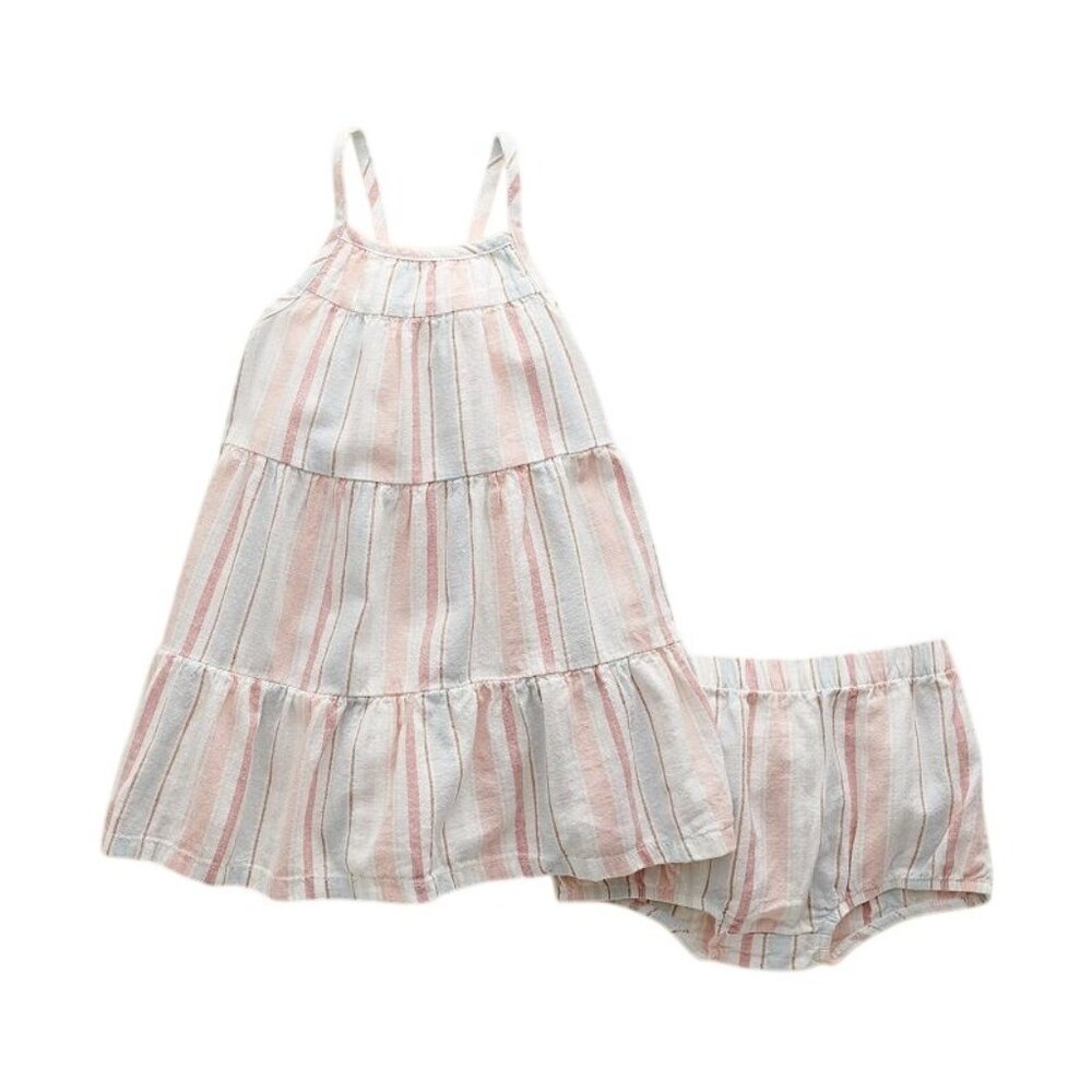 Little Co. By Lauren Conrad Baby Tiered Dress & Bloomers Set NB Striped 55% Line